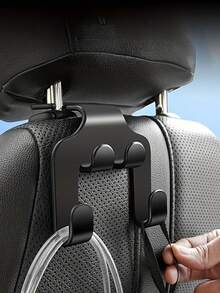 (Multifunctional Hook + Small Car Hook) 2pcs, 2-In-1 Multifunctional Hook, Suitable For Car Seat Hook, Backseat Phone Holder, Durable Wallet Hook Stand, Universal Bag Hook, Black - Upgraded Version - View 3