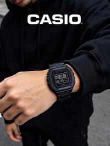 Casio 卡西欧男士运动手表：数字显示全黑树脂表带50米防水多功能电子腕表 W-218H-1B - 黑色 - 查看 3