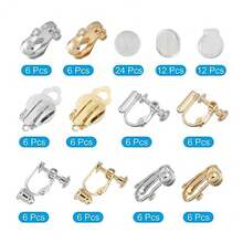 uxcell - Convertidor de aretes con clip con almohadillas para orejas de silicona para arete, 60 unidades, clips para aretes para orejas no perforadas con lazo fácil de abrir blanco y dorado - como en la imagen - Ver 4