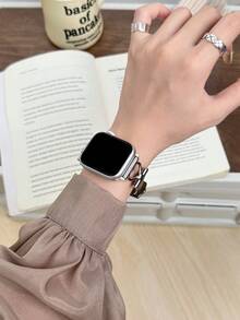 1件 PU圓形錶帶，適用於 女款 38mm 40mm 41mm 42mm 44mm 45mm 46mm 49mm Series Ultra 11/10/9/8/7/6/5/4/3/2/1 SE - 復古棕 - 查看 3
