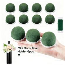 12个迷你花泥托，圆形花泥带绿色装饰线，婚礼瓶装装饰用品 - E - 查看 13