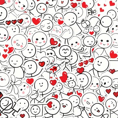 50pcs Cute Matchstick Figure Stickers, Creative High-Quality Decorative Stickers For Notebook, Planner