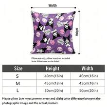 Miniso Sanrio Kuromi Dark Cute Throw Pillow Cover, Purple Skull & Heart Cushion Case For Couch Sofa Bedroom Living Room Home Decor - Color - View 5