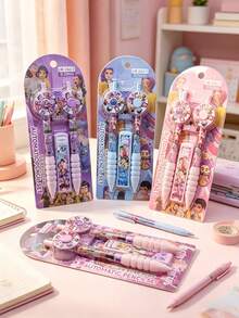 0,5mm Cartoon Mädchen Design Druckbleistift Set, mit Radiergummi und Nachfüllungen, angenehmes Schreiben, geeignet für Studenten, langanhaltend Schreibwaren, ideal als Klassenprämie und Geschenk zu Feiertagen - Verschiedenfarbig - Übersicht 7