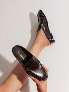 Women Slingback Flats New Retro Mules Slippers Elegant Casual Slip-On Ruched Fashion Commute Flat Shoes - 棕色 - 查看 3