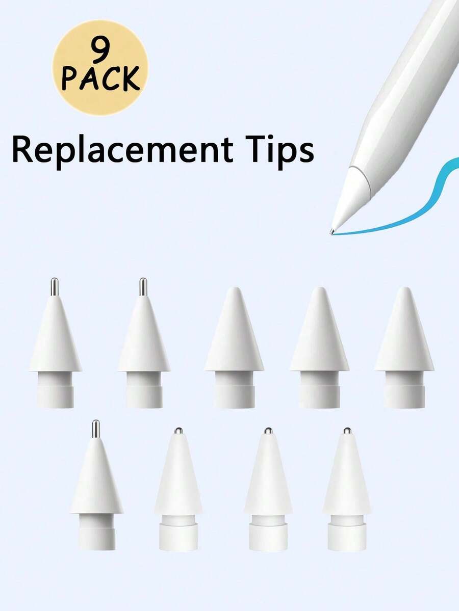 3/6/9 piezas Puntas de repuesto compatibles con Apple Pencil de 1ra/2da generación, compatibles con puntas de lápiz iPad Pro de 1ra/2da generación