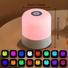1個 16色變色 RGB 觸控夜燈,便攜式可調光 LED 床頭檯燈氛圍燈,迷你 USB 閱讀燈,適用臥室、浴室、客廳、宿舍、派對、生日、節日家居裝飾禮物 - 16色小夜燈 - 查看 4