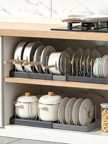 Bộ giá đựng nồi chảo nhà bếp, giải pháp lưu trữ tối ưu cho nhà bếp - Kệ điều chỉnh được để tiết kiệm không gian, kèm giá để nắp nồi, giá để dụng cụ và khay thoát nước. - Nhiều màu - Xem 8