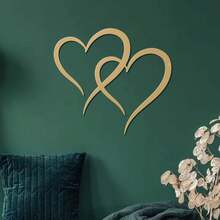 2pcs Metal Heart-Shaped Wall Decor - Pink, Gold, Black, Infinity Love Symbol Wall Art, Symbol Of Love, Living Room Bedroom Wall Decoration, Wedding, Engagement, Anniversary, Valentine's Day, Mother's Day Gift, Her Gift, Sculpture Wall Hanging - Multicolor - View 6