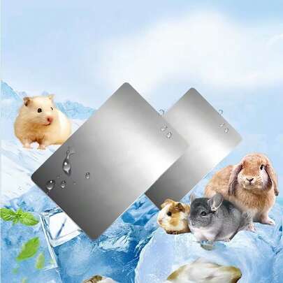 1个小型宠物降温垫 - 铝制降温板，适用于兔子、仓鼠、龙猫和豚鼠，快速散热夏季降温垫，可水洗耐用防滑防刮，易于清洁