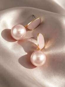 Đồ trang trí Ngọc Trai giả Thả hoa tai - Màu Hồng baby - Xem 4