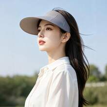 1pc Seamless Integrated Sun Protection Visor Hat, With Widened Brim For UV Protection, Breathable And Non-Sweaty Sun Hat, The First Choice For Holiday Gifts, Valentine's Day Present, Mother's Day Gift, Anniversary Present, Suitable For Short Trips, Camping, Driving, And Commuting, Sun Protection Gear, And A Stylish Accessory - 淺灰色 - 查看 12