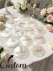 Personalized Shell-Shaped Acrylic Name Plate - Elegant Wedding Table Decor Suitable For Beach Weddings, Bridal Showers, Holiday Name Cards, Shell-Themed Welcome Cards And Table Decorations - Multicolor - View 1