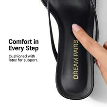 Women Comfortable Kitten Low Heel Thong Heeled Sandals Fashion Square Open Toe Comfort Shoes For Party Casual Slides - Black - View 8
