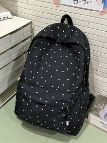 女款休閒星星亮片百搭韓系清新極簡學生可愛大容量後背包 - 彩色 - 查看 14