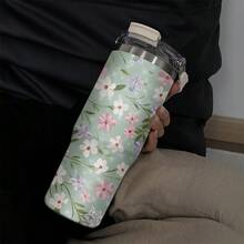 1個 30盎司 薄荷綠蝴蝶與花卉主題不鏽鋼保溫杯，甜美田園少女風設計，全天保持飲品最佳溫度 - 綠色-白花 - 查看 3