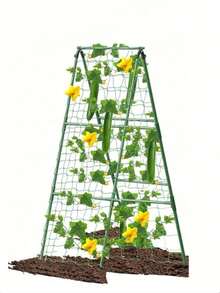 47"X15" 花園小黃瓜攀爬架 戶外攀緣植物支撐架，適用於花園床，戶外攀緣植物園藝用品，附攀爬網與植物支撐夾 - A - 查看 5