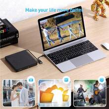 USB + Type-C 双接口外置光驱，兼容台式机、笔记本电脑、一体机和苹果电脑，支持 USB 3.0 高速传输，向下兼容 USB 2.0 和 USB 1.1 接口。二合一读写，高速读取和刻录无延迟，即插即用，无需驱动程序。 - 查看 2