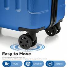 YONSLY 16 Inch Suitcase With Detachable Wheels 360° Combination Lock Double Zipper Soft Rubber Handle Trolley Travel Suitcase For Vacation - 寶藍色 - 查看 5