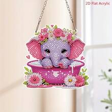 2D Flat, Charming Floral Rhinestone Art Pendant, DIY Diamond Painting Kit, Round Acrylic Rhinestone, Animal Theme, Mosaic Handicraft, Suitable For Garden, Window, Porch, Wall, Room, Study, Home Decor, Diamond Art Craft Set, Home Wall Decor And Gift, 2D Flat - A - View 3