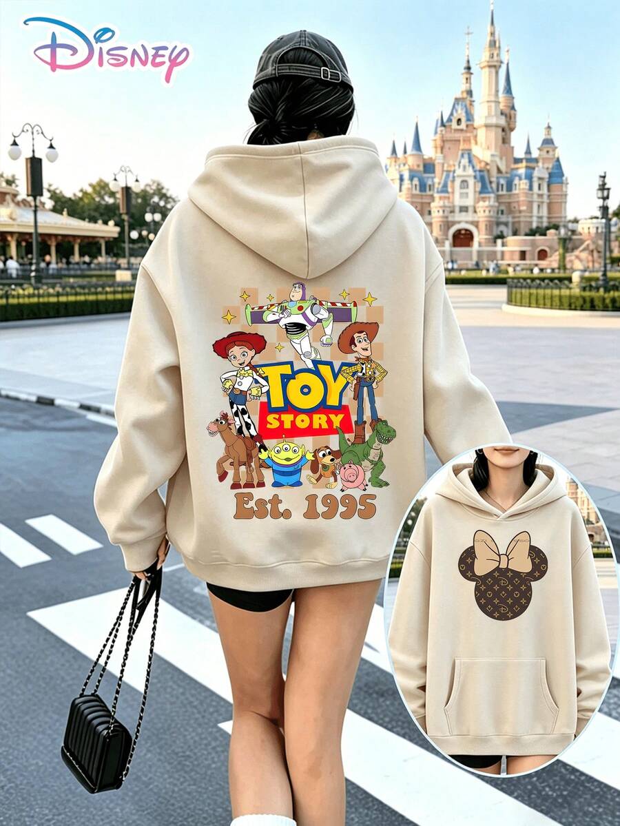 Disney Toy Story All-Character Print Oversized Hoodie, Fall/Winter Hoodie Fall/Winter Hoodie,  Women's Hoodie,Fourth Of July,Disney Collaboration - Apricot - View 1