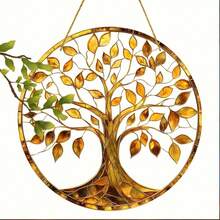 1pc Solar Powered Tree Of Life Pendant, Metal Art Garden Decor, Window Hanging, Indoor Home Decoration, Gift For Men, Family, Sister, Mother - E - View 12