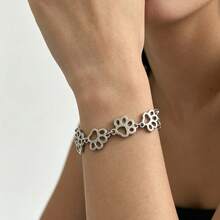 1pc Minimalist Cute Hollow Paw Print Adjustable Bracelet, Suitable For Women's Daily Wear - Bracelet - View 5