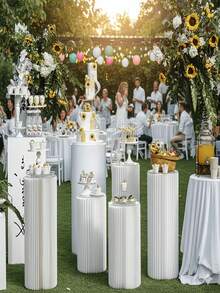 Foldable Round Display Stand, Roman Column Display Pedestal With Top Transparent Plate, Reusable And Easy To Install, Suitable For Wedding, Party, Holiday Decoration - D - View 6