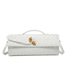 Bolso de mujer de cuero genuino tejido a mano BV Bottega Bang Bang de Andiamo Clutch Campana.Nuevo modelo 2026 de bolso de noche tipo clutch, bolso de moda europea y americana con cierre largo,  al por mayor directamente del fabricante. - Blanco - Ver 3