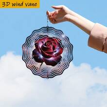 1件 3D「宇宙中的夢幻玫瑰」25.5cm/10in*25.5cm/10in 附旋轉掛鉤，360° DIY創意風轉輪，耐用金屬，節日動態藝術掛飾（不含吊墜），隨機款式 - A - 查看 6