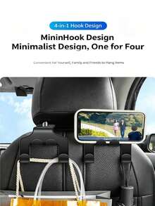 (Multifunctional Hook + Small Car Hook) 2pcs, 2-In-1 Multifunctional Hook, Suitable For Car Seat Hook, Backseat Phone Holder, Durable Wallet Hook Stand, Universal Bag Hook, Black - Upgraded Version - View 7