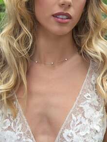 1 pieza Cadena de espalda brillante, accesorio de joyería de moda de cristal para novia y boda - Plateado - Ver 3