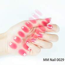 Korallenrosa No-Bake Gel Nagelsticker Nagelölfilm wasserdichte Nagelsticker Sticker einfarbig Frühlingszwiebel-Pulver Sprungfarbe Farbverlauf Vollsticker - Rosenrot - Übersicht 4
