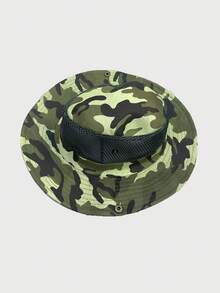 1pc Unisex Camouflage Wide Brim Bucket Hat, Outdoor Sun Protection Fishing Hat Suitable For Hiking, Camping And Fishing - Multicolor - View 7
