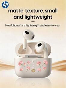 HP - Earphone Nirkabel Semi-In-Ear Bluetooth 6.0 dengan Pengisian Daya Type-C, Peredam Kebisingan untuk Panggilan, Desain Ringkas & Nyaman, Cocok untuk Olahraga & Kebugaran, Kompatibel dengan Smartphone/Tablet/Laptop, Motif Bunga untuk Musim Panas - View 5