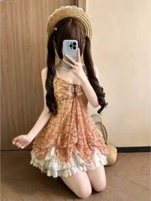 Retro Cute Lolita Dress Women Japanese Sweet Lace Bow Ruffle Cake Dresses Harajuku Y2k Slim Bandage Summer 2026 Kawaii Elegant Party Wear - 4433 黑色 - 查看 3
