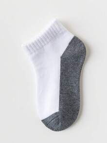 5 pares de calcetines cortos de malla de unicolor para niños, calcetines escolares para niños y niñas, calcetines para niños de color contrastante - Negro - Ver 6