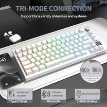 ATTACK SHARK Teclado mecánico X820Ultra con 75% de junta tórica intercambiable, pantalla TFT inteligente, modo inalámbrico triple, retroiluminación RGB, teclas PBT, interruptor de regalo y interruptor de tiburón - Ver 2