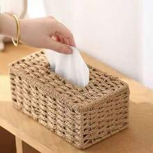 Hộp đựng khăn giấy đan tay, phong cách Zen tối giản phương Đông, phù hợp cho phòng khách, phòng ngủ, văn phòng - Nhiều màu - Xem 2