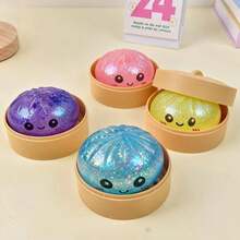 2 PCS Large Expressive Dumpling Squishy Toy, Funny Mysecret Bun Stress Relief Ball, Premium Soft TPR Material Slow Rebound Fidget Toy, Realistic Food Shaped Moldable Squeeze Gadget, Cute Face Decompression Toy For Anxiety Relief & Mood Venting; Palm-Sized Portable Unboxing Surprise Sensory Play Prop, Aesthetic Novelty Desktop Decor For Home, Office & Classroom, Durable Reusable Skin-Friendly Squishies, All-Age Stress Relief Toy For Kids, Teens And Adults,  Collectible Novelty Gift, Perfect For Birthday Presents, Holiday Surprises And Colorful Party Favors, Random Style Delivery, Fun Interactive Daily Self-Care Accessory To Soothe Irritability, Alleviate Mental Fatigue And Ease Daily Work Pressure - 帶蒸籠 - 查看 7