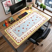 Thảm lót bàn phím và chuột cỡ lớn dễ thương phong cách Kawaii cho gaming, thảm lót bàn dài mềm bảo vệ mặt bàn, chống nước, đế cao su chống trượt, phụ kiện máy tính trang trí cho làm việc văn phòng và tại nhà, quà tặng cho bé gái và bé trai, họa tiết Aesthetic Cherry Apple Cat - Xem 4