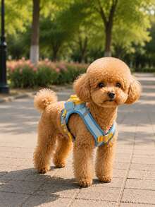 1pc Dopamine Color Cartoon Pet Harness & Leash Set, Breathable Non-Choke Design For Small Dogs & Cats, Suitable For Walking - Baby Blue - View 4