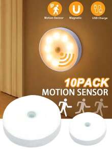 1 Pack Magnetic Motion Sensor LED Cabinet Light, USB Rechargeable Wireless Human Body Induction Night Light For Wardrobe, Corridor, Bedroom, Dormitory, Aisle, Staircase - Night Light - View 3