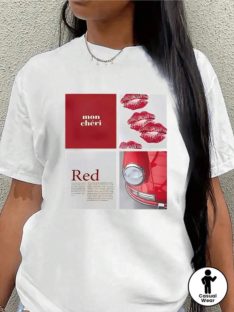 Women's T-Shirt For Spring And Summer - White - View 1
