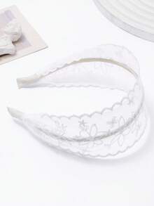 1 pieza Conjunto de diadema con bordado de flores de encaje - Multicolor - Ver 4