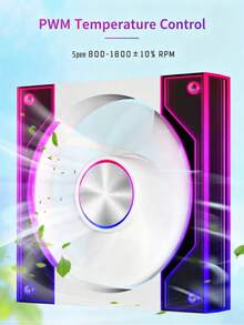 Panoramic Lens ARGB Case Fan, Low Noise Hydraulic Bearing With Anti-Vibration Pad Design, Temperature Control Computer Cooling Fan - 查看 7