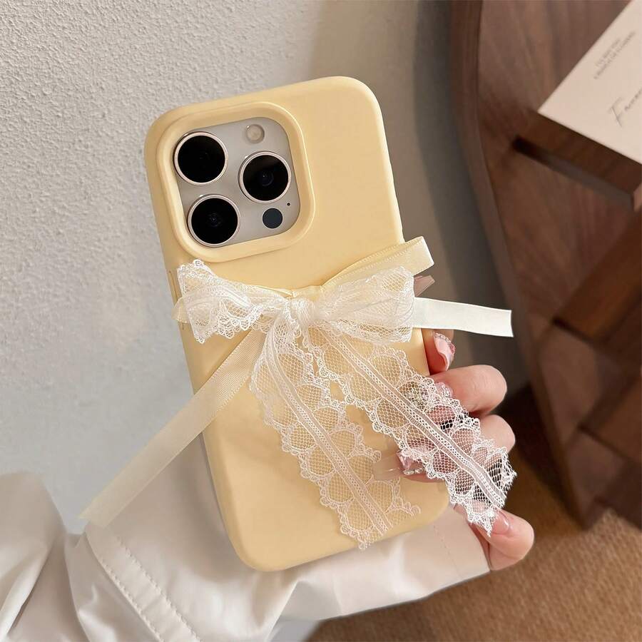 1pc Minimalist Solid Color Full Coverage Shock-Proof TPU Phone Case, Compatible With IPhone 17/17 Air/17 Pro/17 Pro Max/16/16 Pro/16 Plus/16 Pro Max/15/14/13/12/11 Pro Max Series - Yellow 2 - View 1