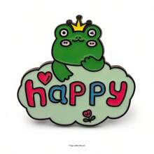 Frog Prince Enamel Pin, Happy Mood Brooch, Playful Frog Lapel Pin For Outfits - Multicolor - View 5