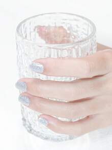 1 foglio di strisce per unghie adesive, decorazioni per unghie fai-da-te con glitter, adesivi per unghie intere, arte per unghie, adatti per donne e ragazze - Argento - Visualizzare 6
