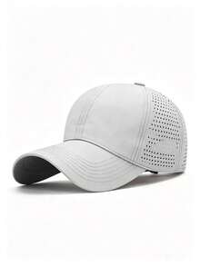 1 pieza Gorra de béisbol unisex de unicolor de secado rápido, sombrero de malla para deportes al aire libre, gorra casual ajustable adecuada para verano, primavera y otoño, viajes, playa, protección solar - Gris Claro - Ver 4